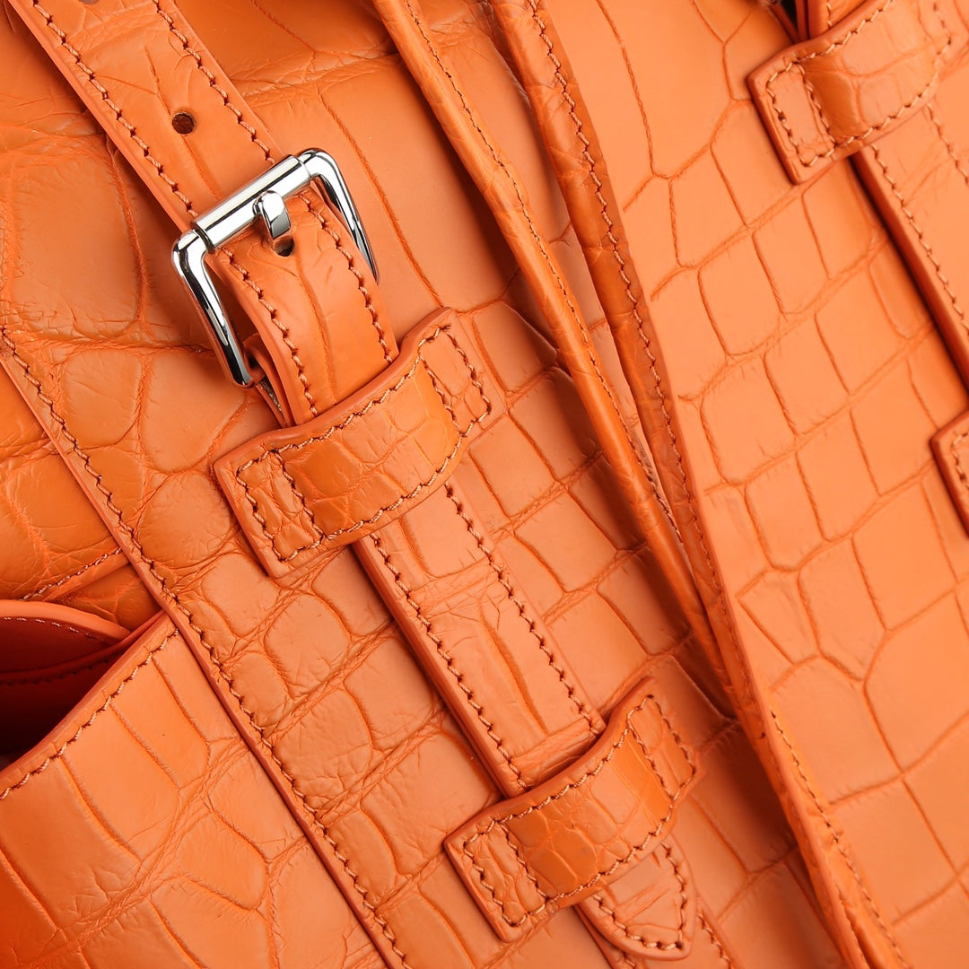 Matte Hermès Orange Nile Crocodile Backpack-The BELTLEY Explorer Edition