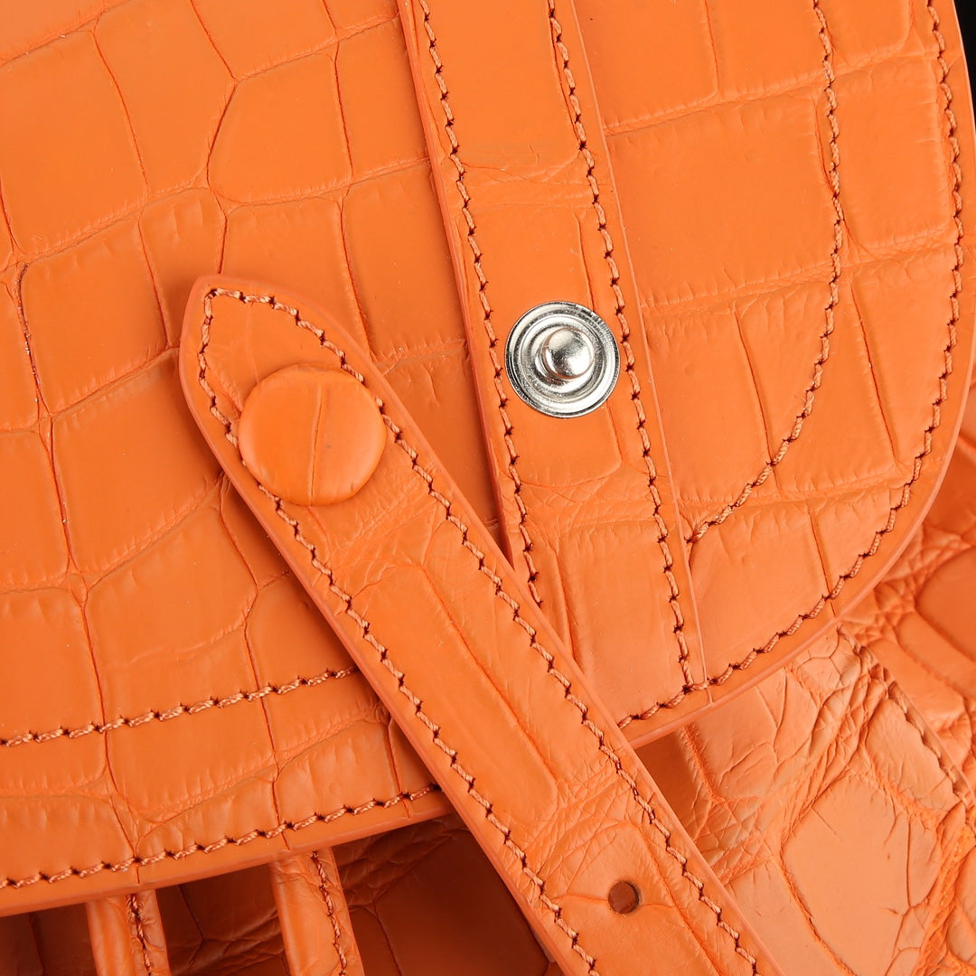 Matte Hermès Orange Nile Crocodile Backpack-The BELTLEY Explorer Edition