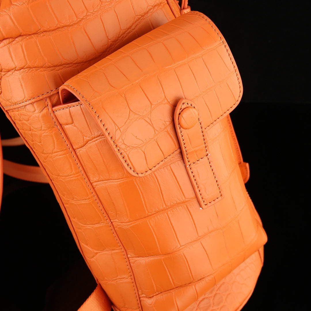 Matte Hermès Orange Nile Crocodile Backpack-The BELTLEY Explorer Edition