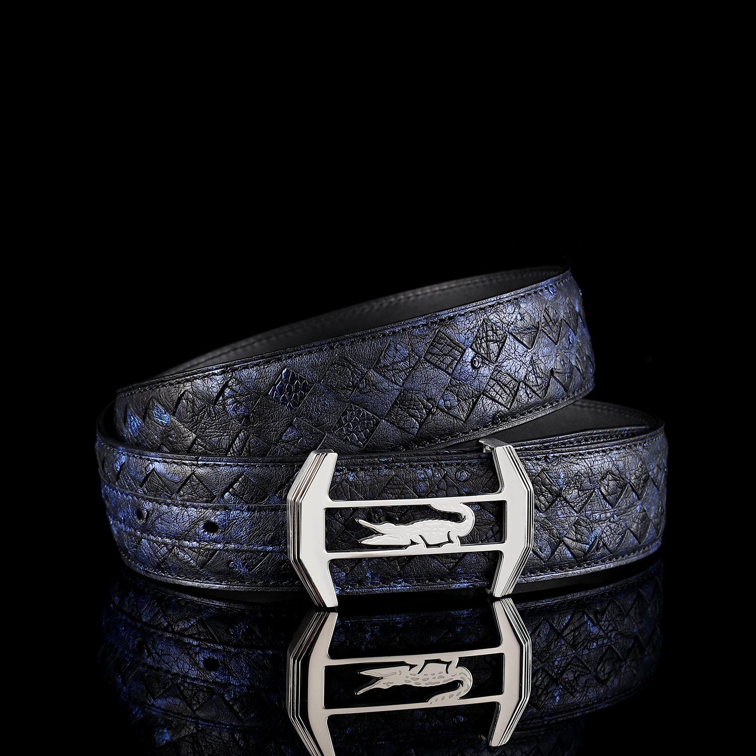 Men’s Handwoven Ostrich Leather Belt By BELTLEY — additional view 12 | BELTLEY