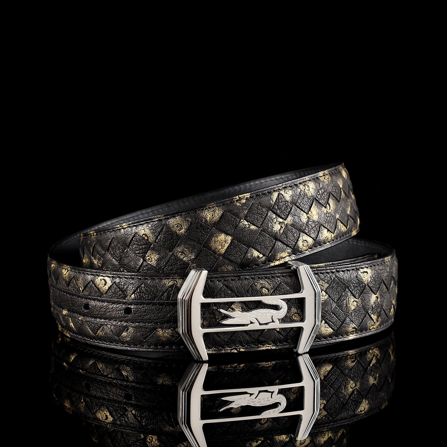 Men’s Handwoven Ostrich Leather Belt By BELTLEY