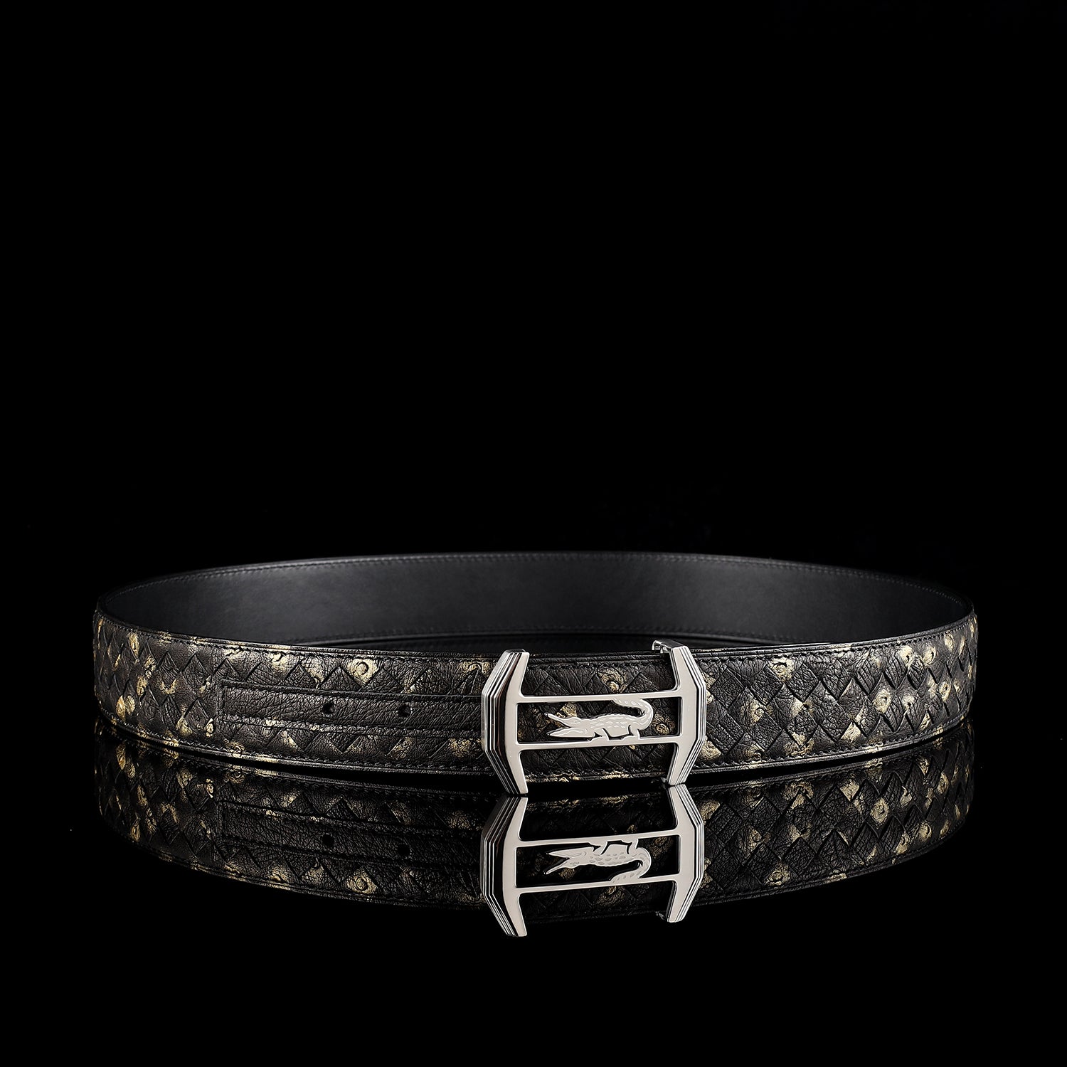 Men’s Handwoven Ostrich Leather Belt By BELTLEY