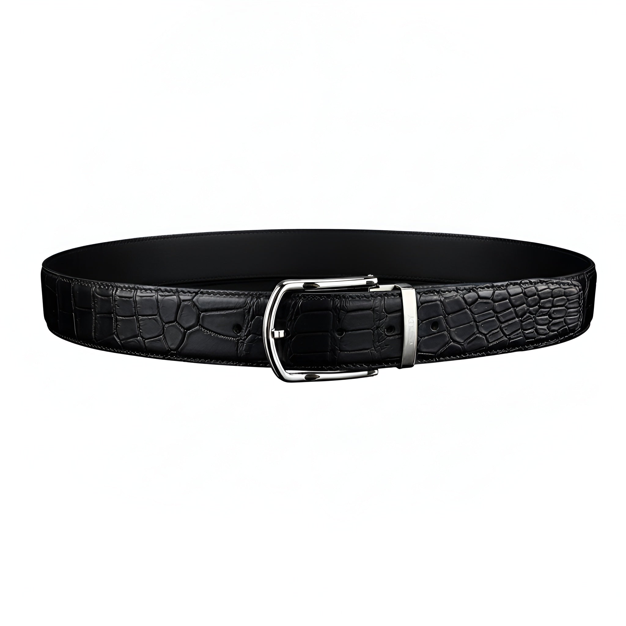 Men's Matte Black Crocodile Dress Belt By BELTLEY