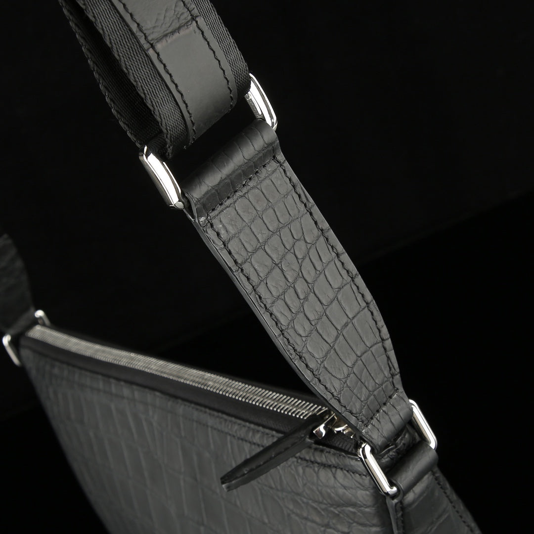 BELTLEY Men's Matte Nile Crocodile Leather Crossbody Bag