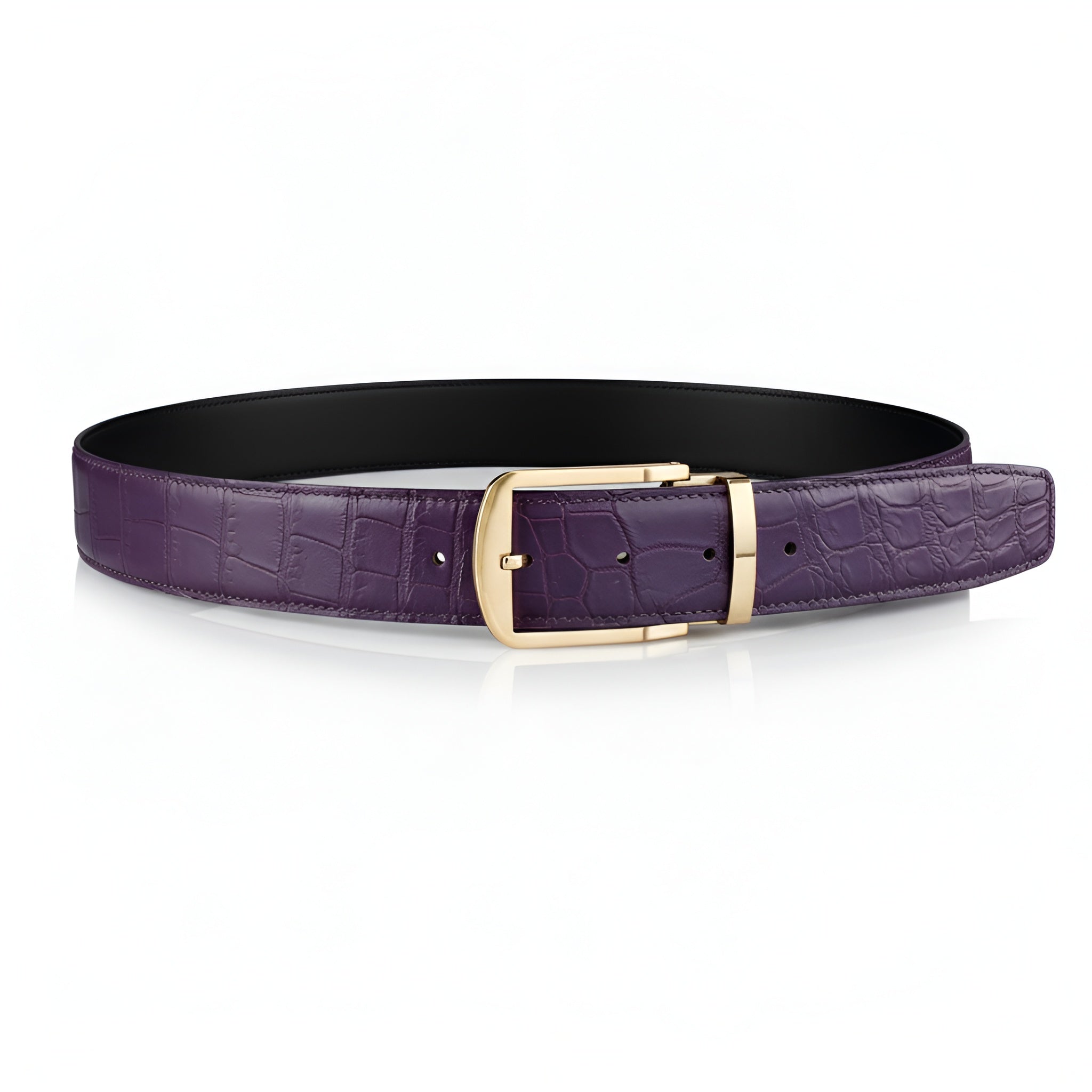 BELTLEY Men's Matte Royal Purple Genuine Nile Crocodile Belt