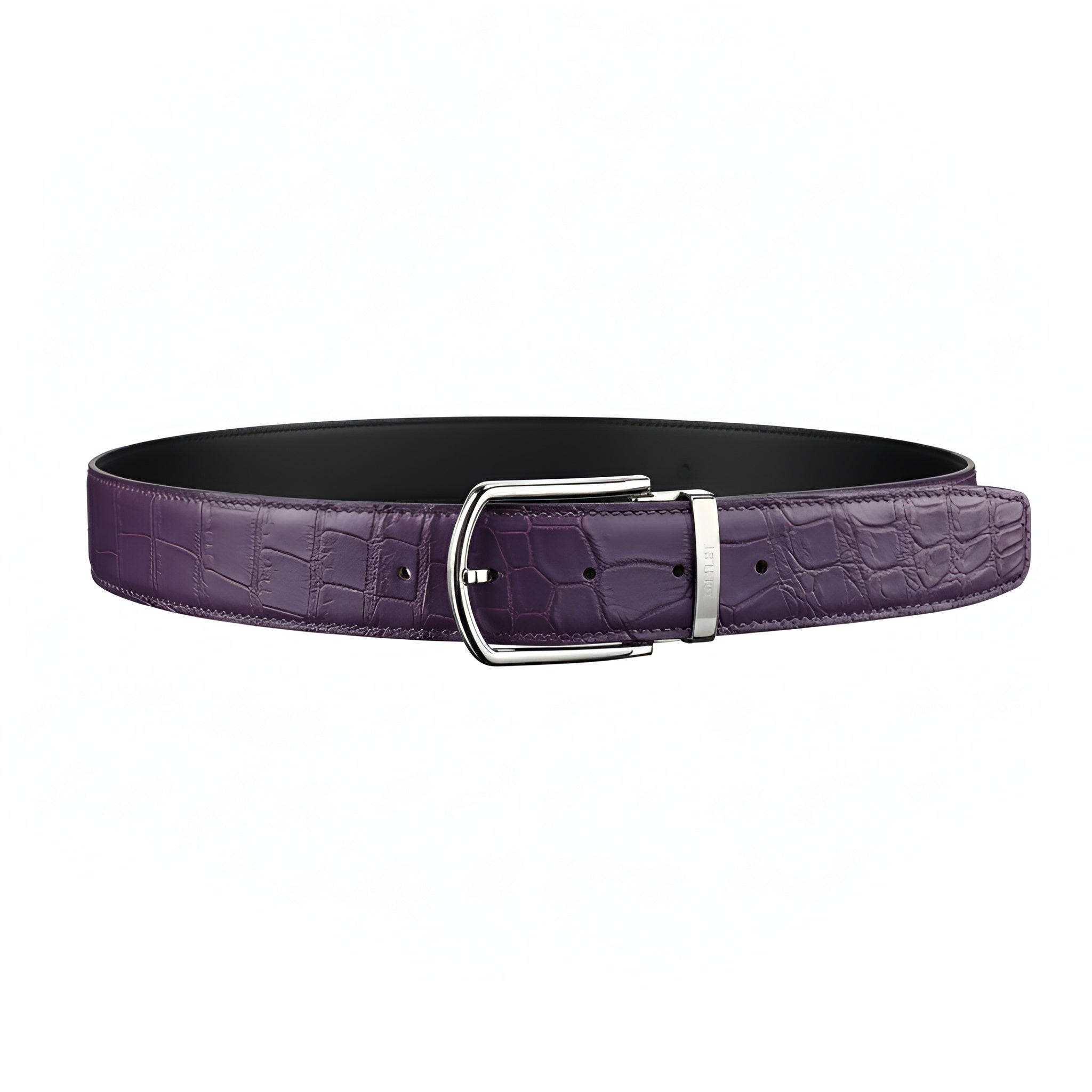 BELTLEY Men's Matte Royal Purple Genuine Nile Crocodile Belt