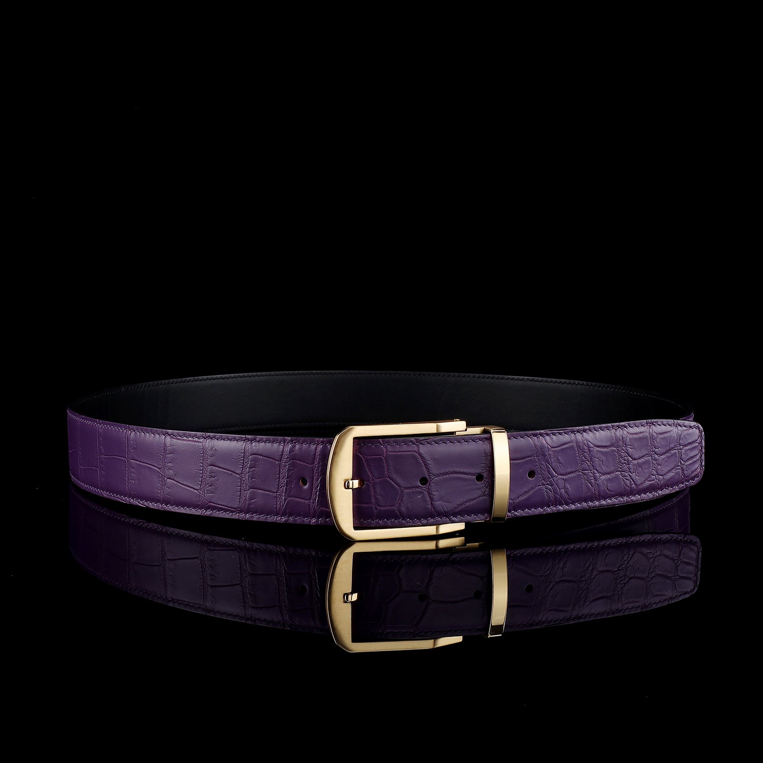 BELTLEY Men's Matte Royal Purple Genuine Nile Crocodile Belt