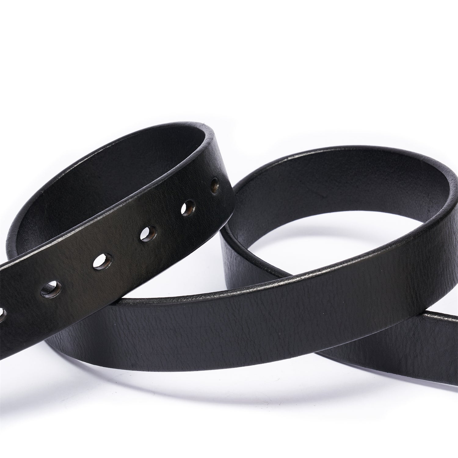 Mens Black Leather Belt 1.5 Inches &Aged Stainless Steel Buckle Full Grain Leather