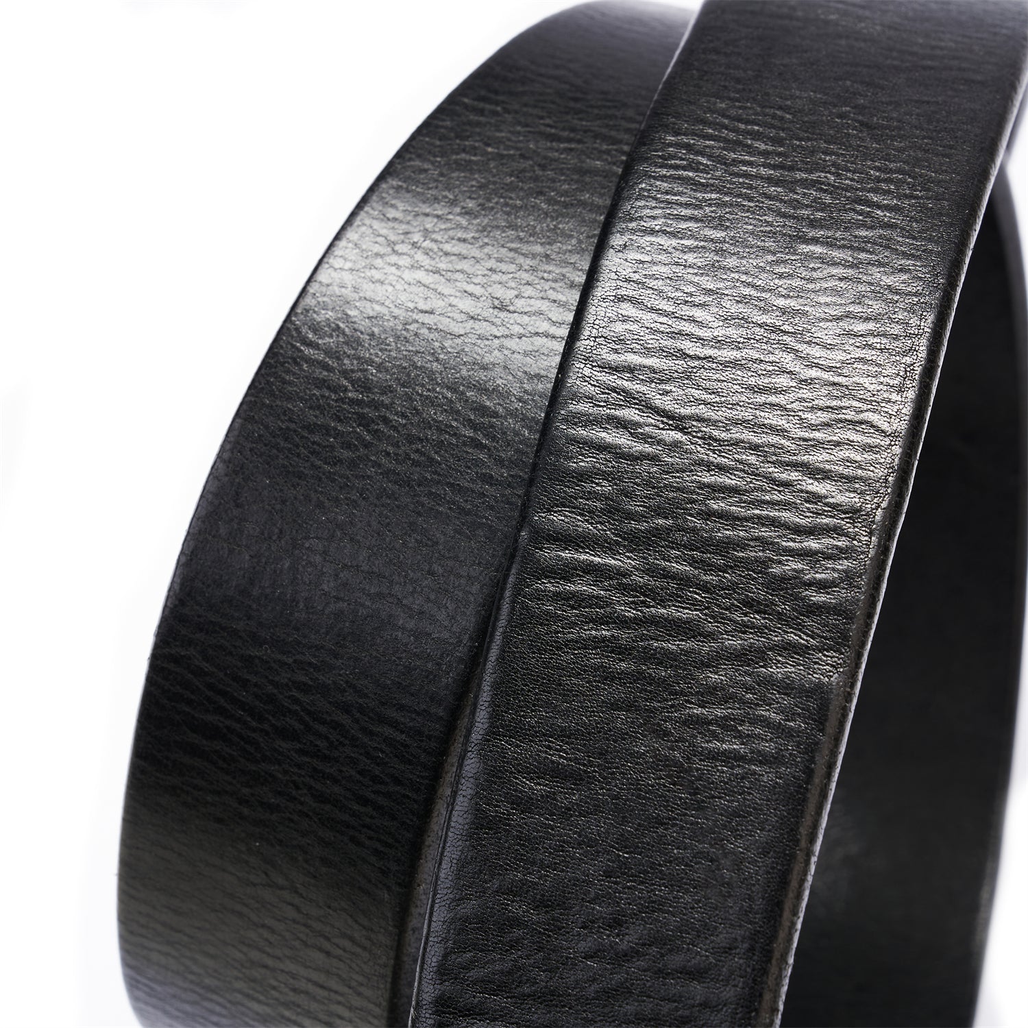 Mens Black Leather Belt 1.5 Inches &Aged Stainless Steel Buckle Full Grain Leather