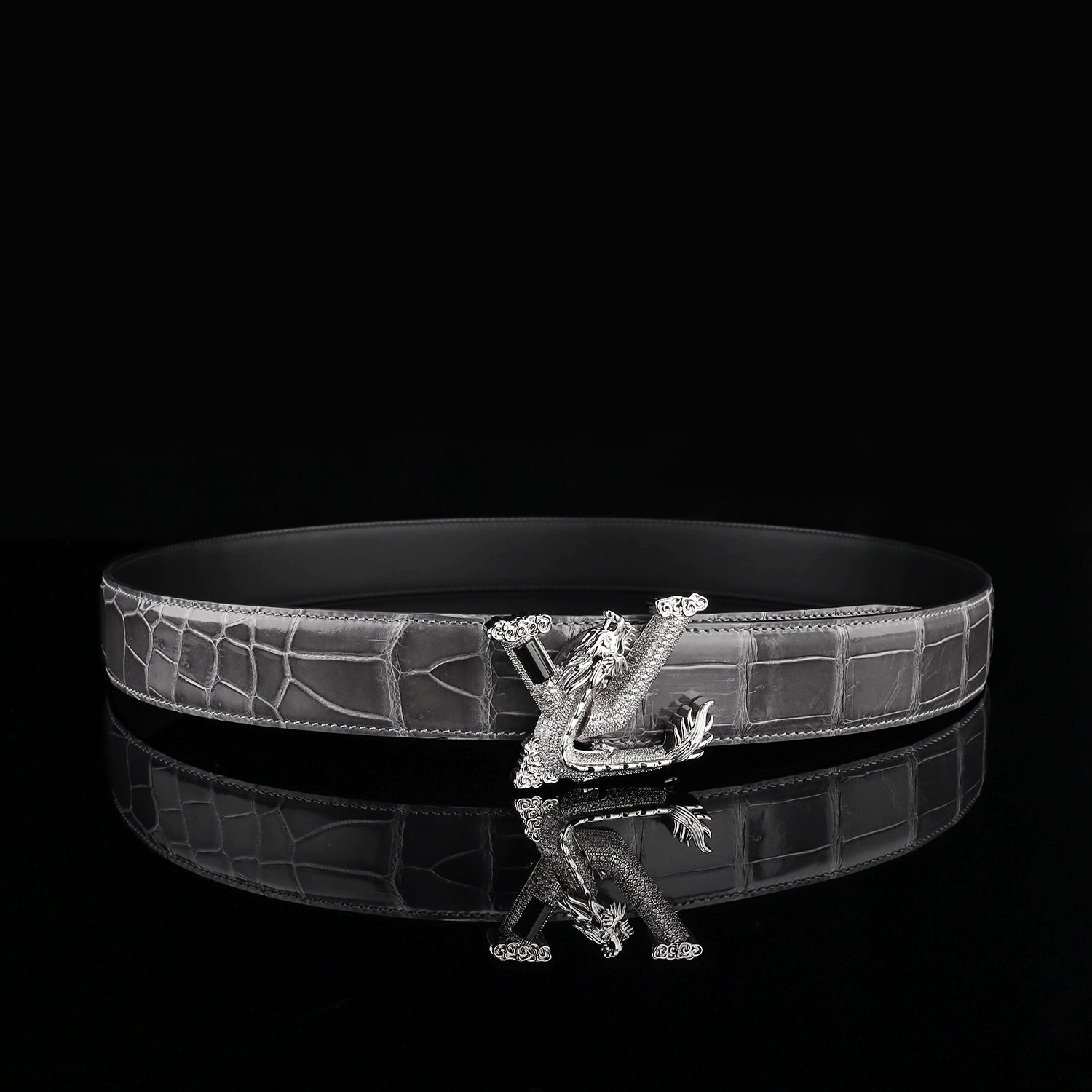 Nile Crocodile Graphite Gray Glazed Belt – Elegant High-End Leather Belt