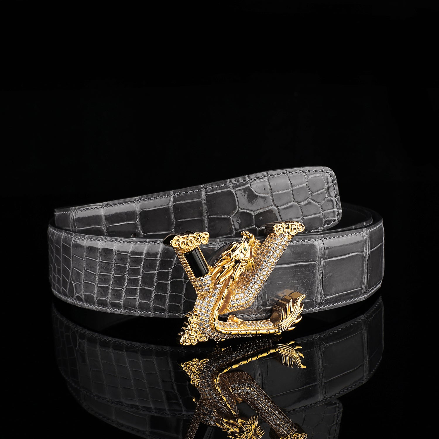 Nile Crocodile Graphite Gray Glazed Belt – Elegant High-End Leather Belt