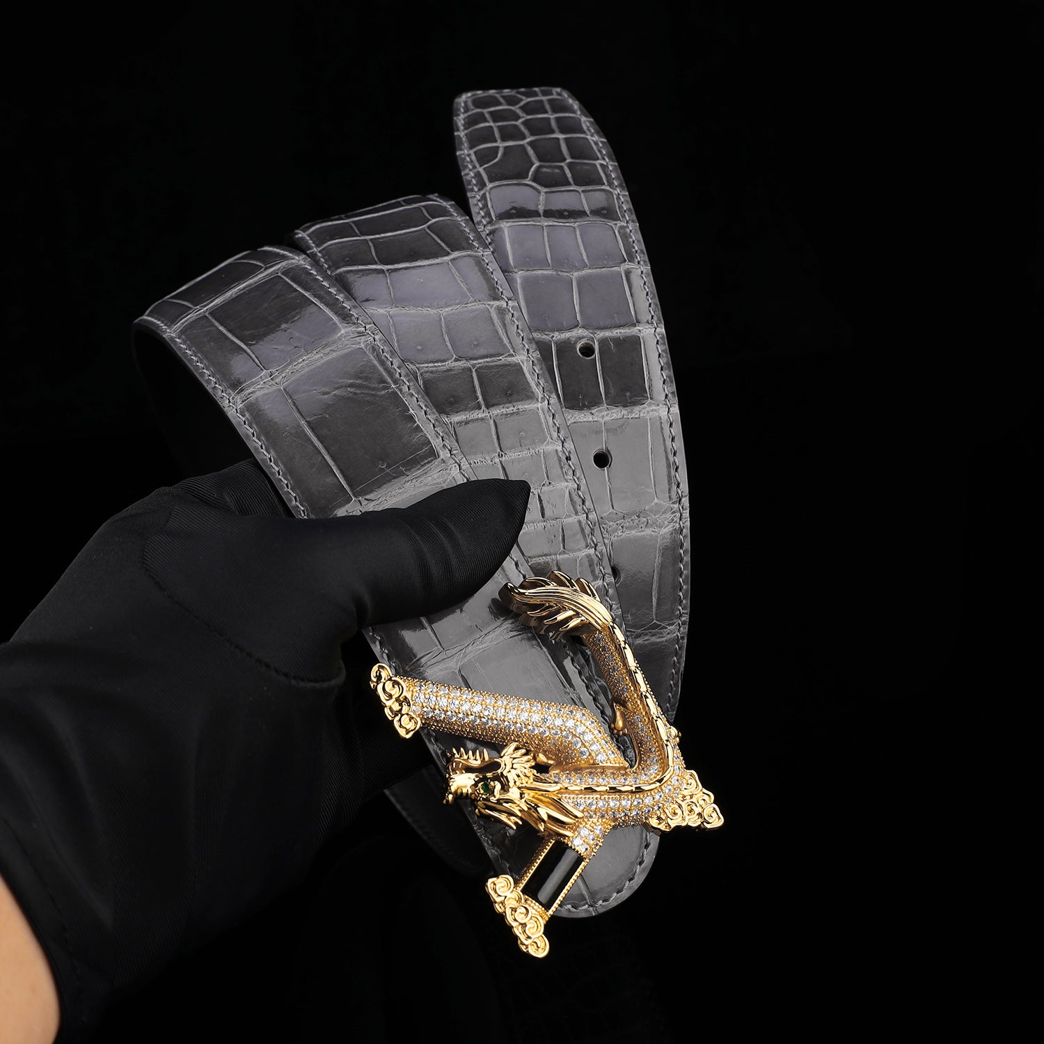 Nile Crocodile Graphite Gray Glazed Belt – Elegant High-End Leather Belt