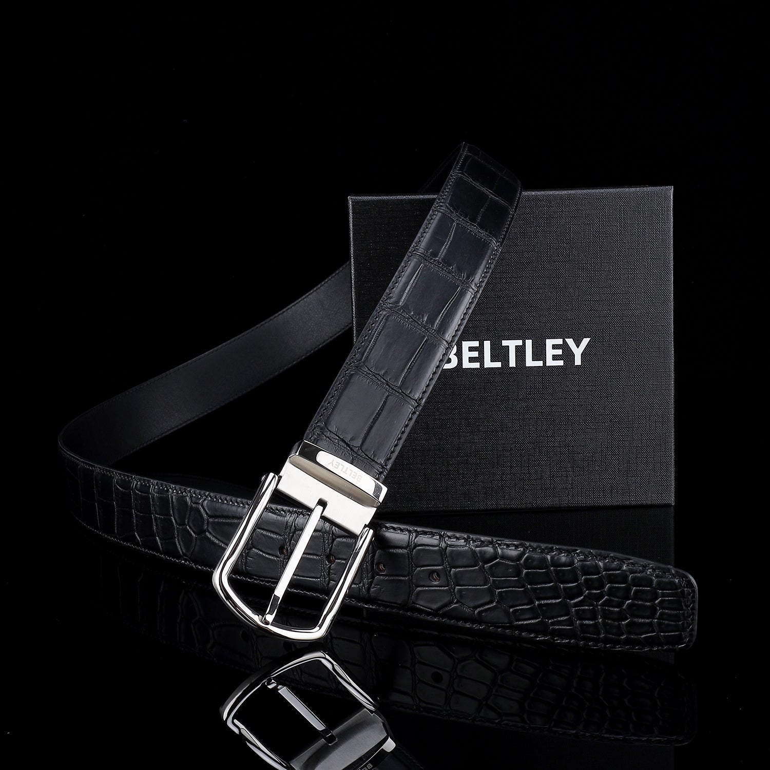 BELTLEY Men's Real Nile Crocodile Skin Belt | Matte Finish | 1.5" Wide