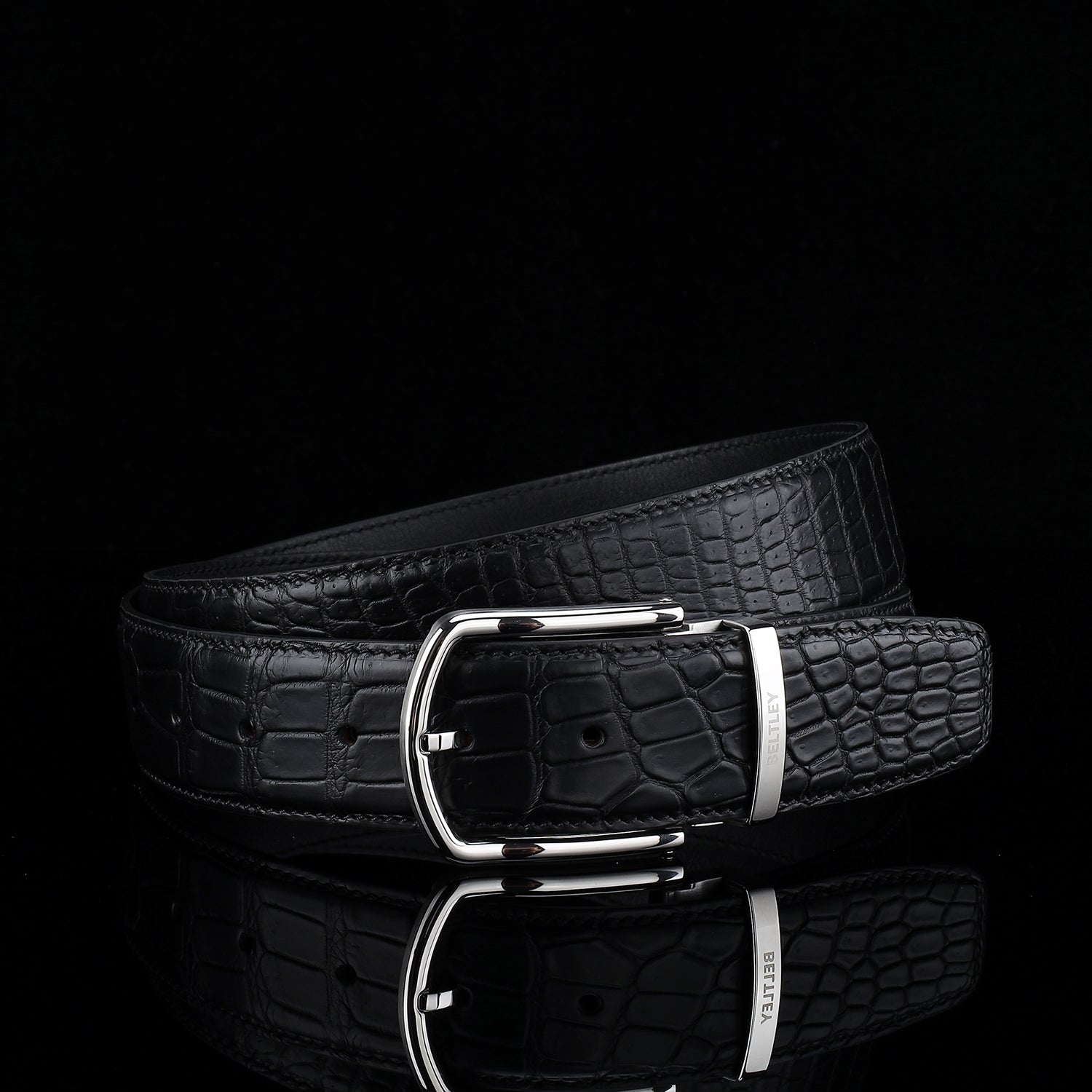BELTLEY Men's Real Nile Crocodile Skin Belt | Matte Finish | 1.5" Wide