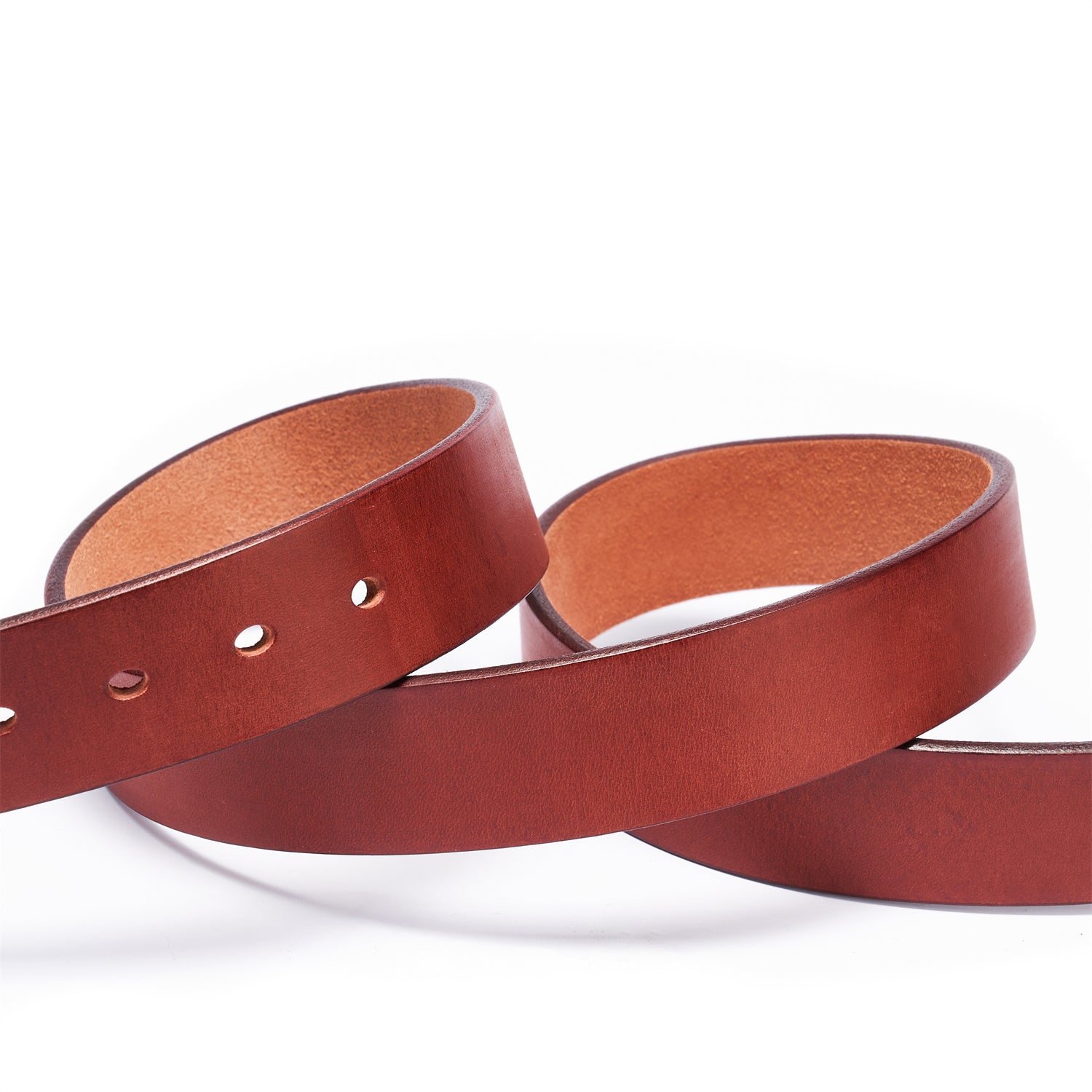 Reddish-Brown 100% Full-Grain Leather Belt with Solid Brass Buckle