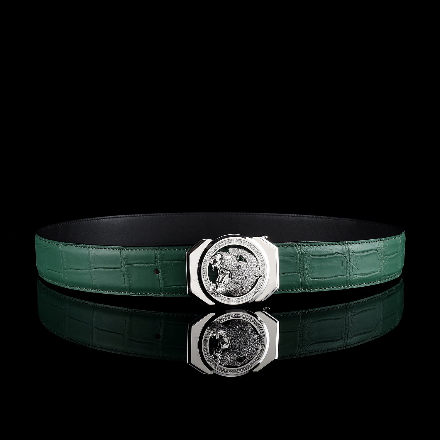 Roaring Leopard Edition-Emerald Green Crocodile Belt By BELTLEY