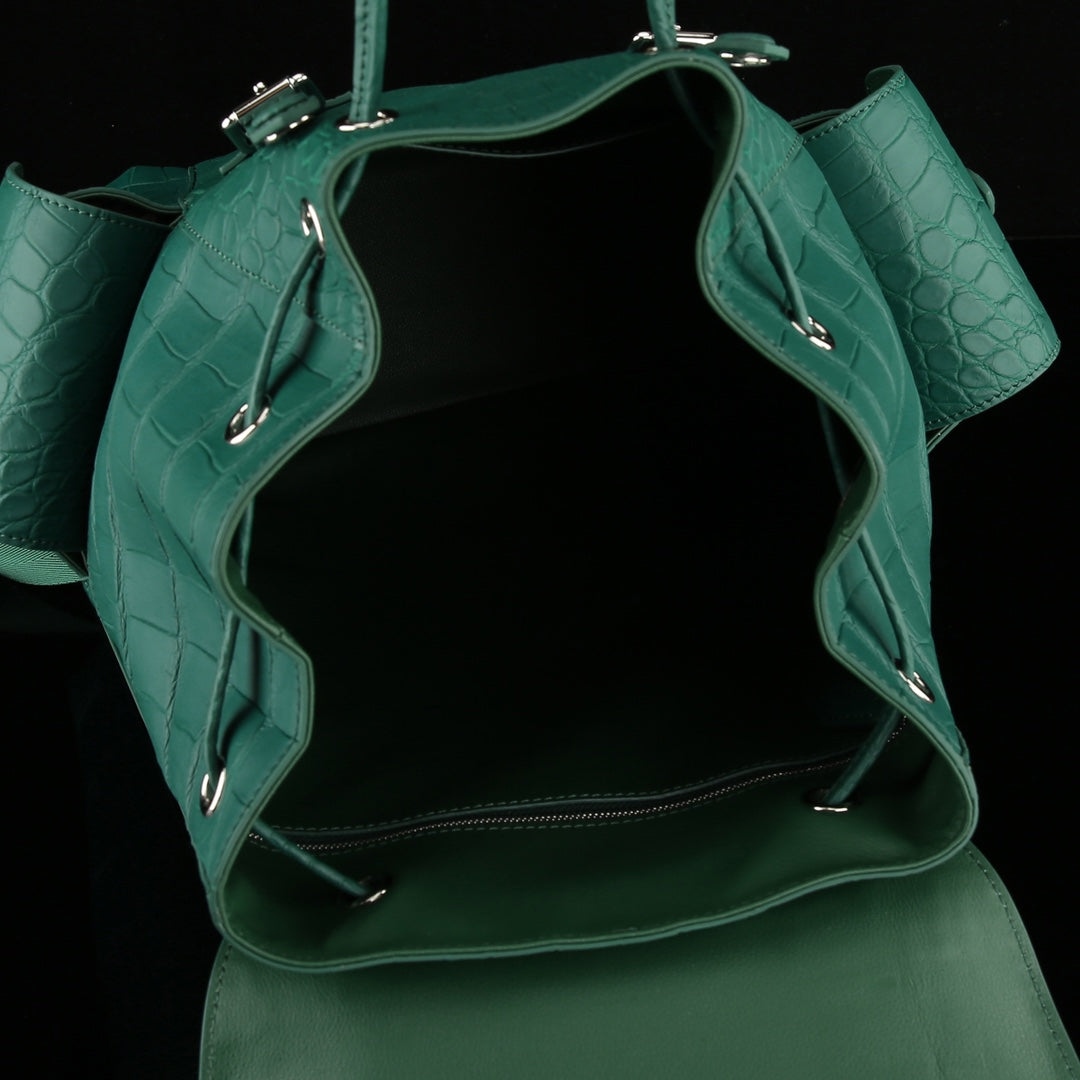 The BELTLEY Explorer: Matte Jade Green Nile Crocodile Backpack
