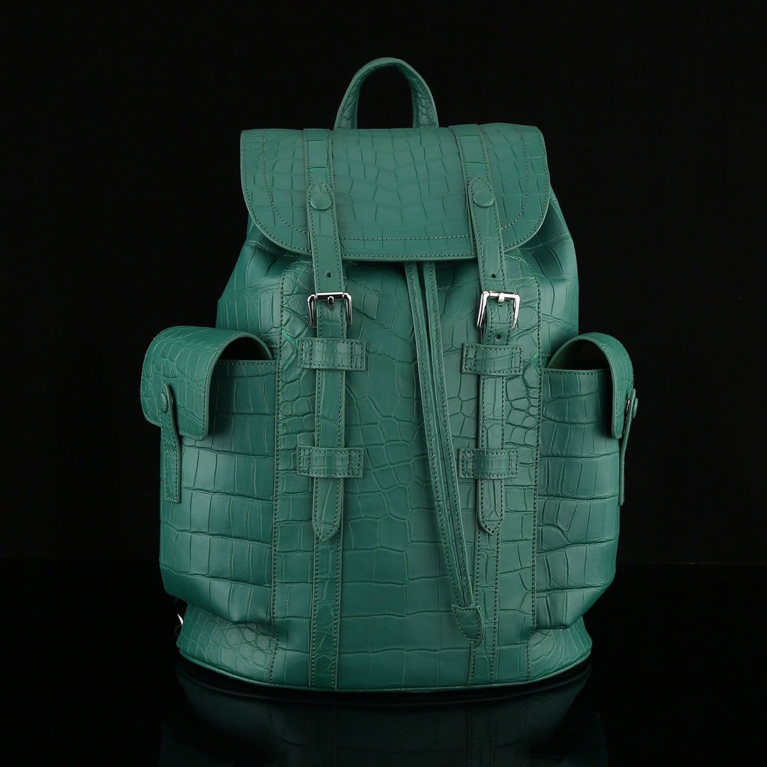 The BELTLEY Explorer: Matte Jade Green Nile Crocodile Backpack