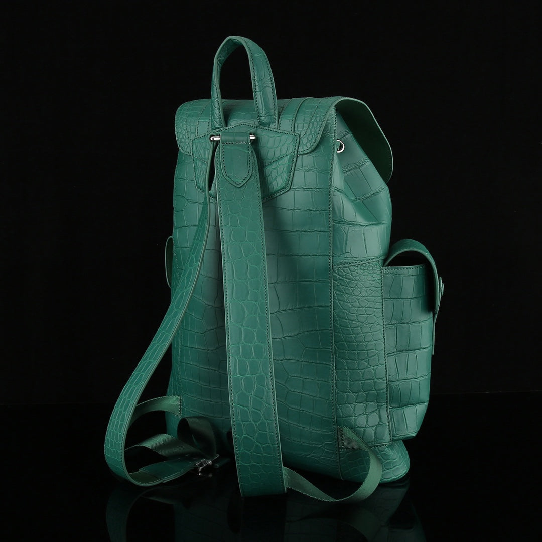 The BELTLEY Explorer: Matte Jade Green Nile Crocodile Backpack