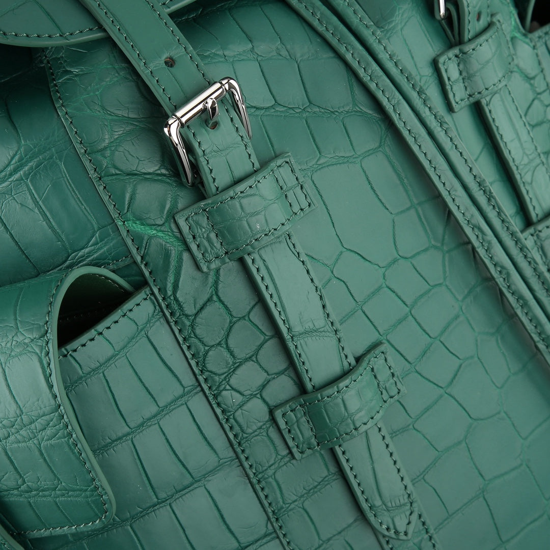 The BELTLEY Explorer: Matte Jade Green Nile Crocodile Backpack