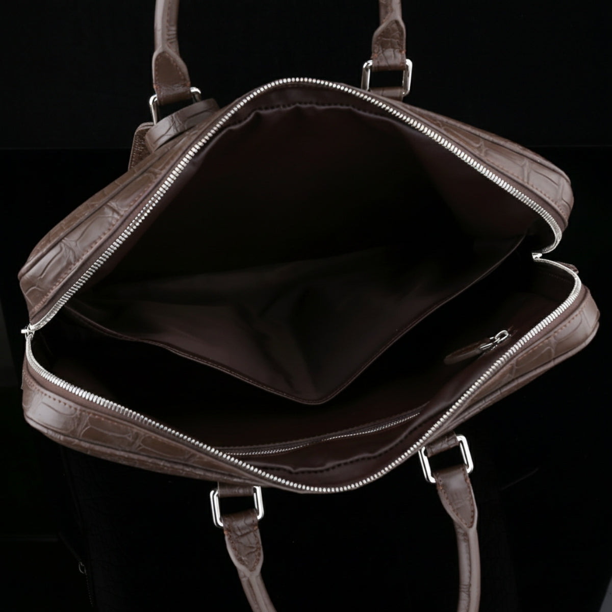 The BELTLEY Legacy Briefcase in Espresso Crocodile | Handmade Business Bag for Men