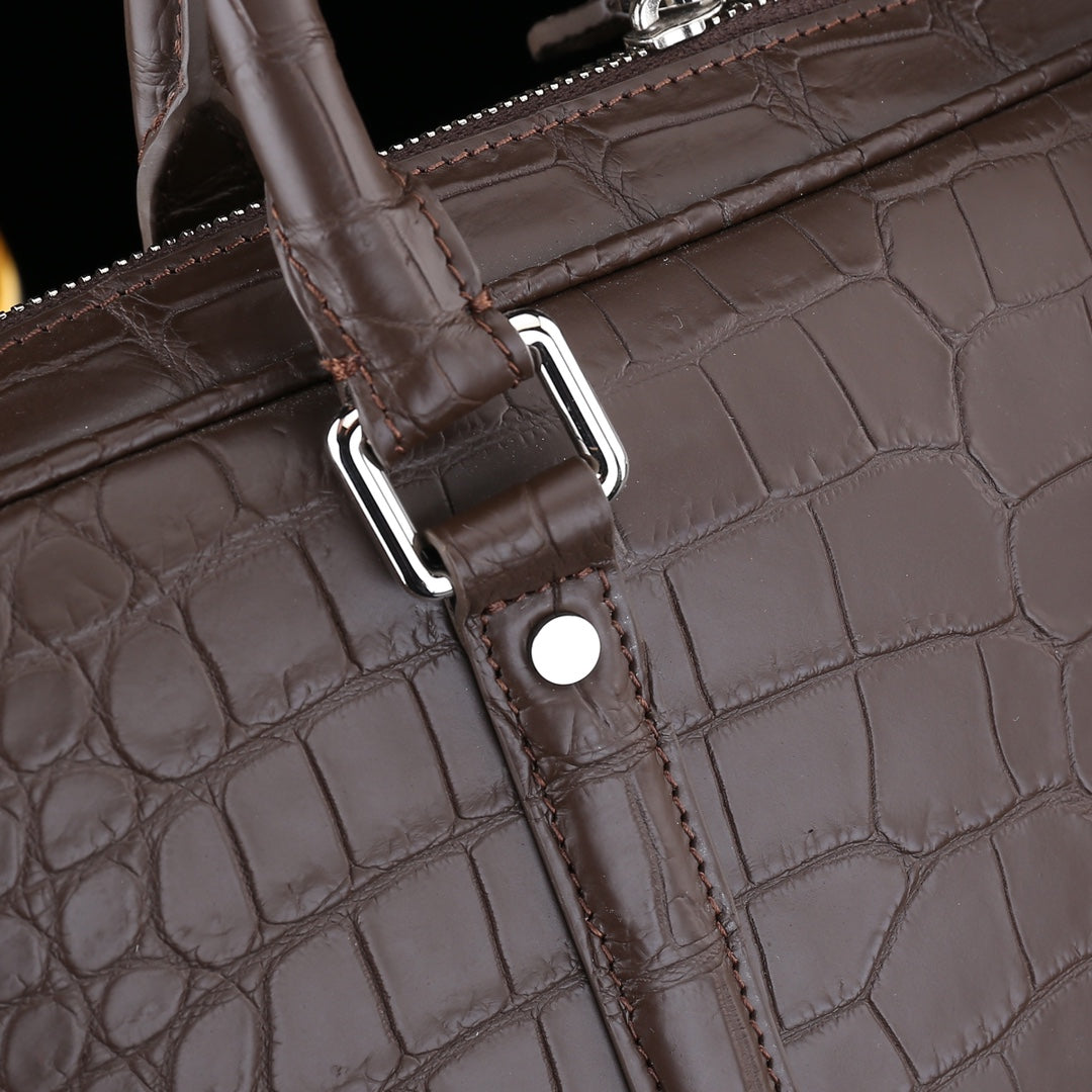 The BELTLEY Legacy Briefcase in Espresso Crocodile | Handmade Business Bag for Men