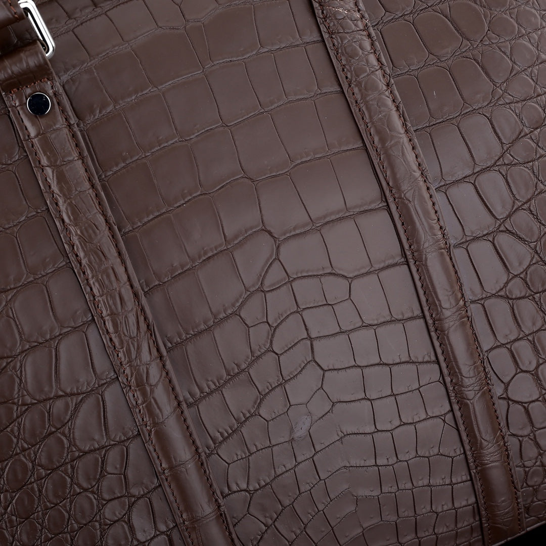 The BELTLEY Legacy Briefcase in Espresso Crocodile | Handmade Business Bag for Men