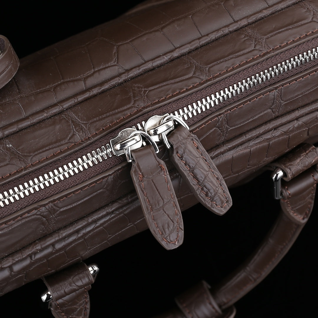 The BELTLEY Legacy Briefcase in Espresso Crocodile | Handmade Business Bag for Men