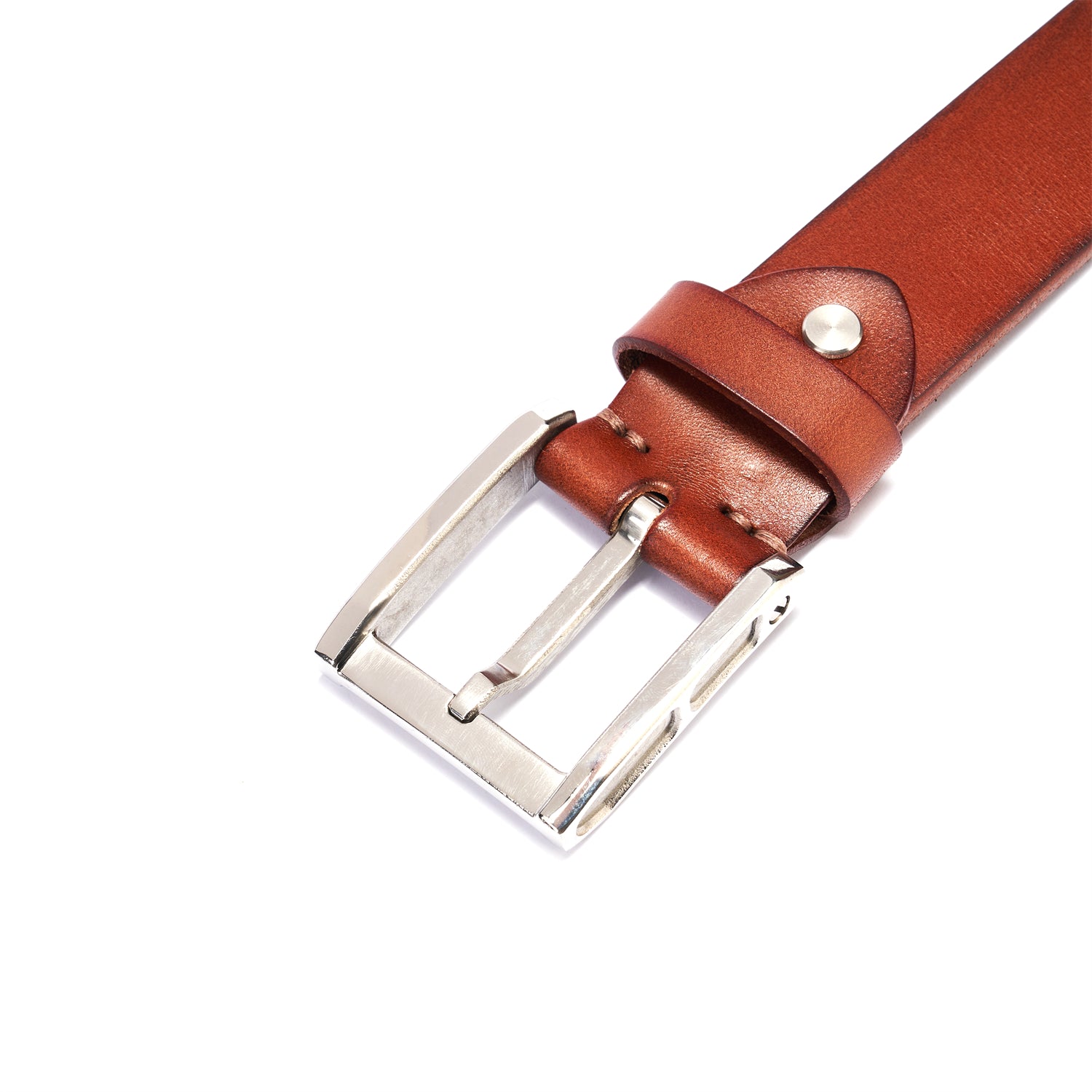 The Essential Brown Leather Belt – 1.5" (Stainless Steel Buckle)