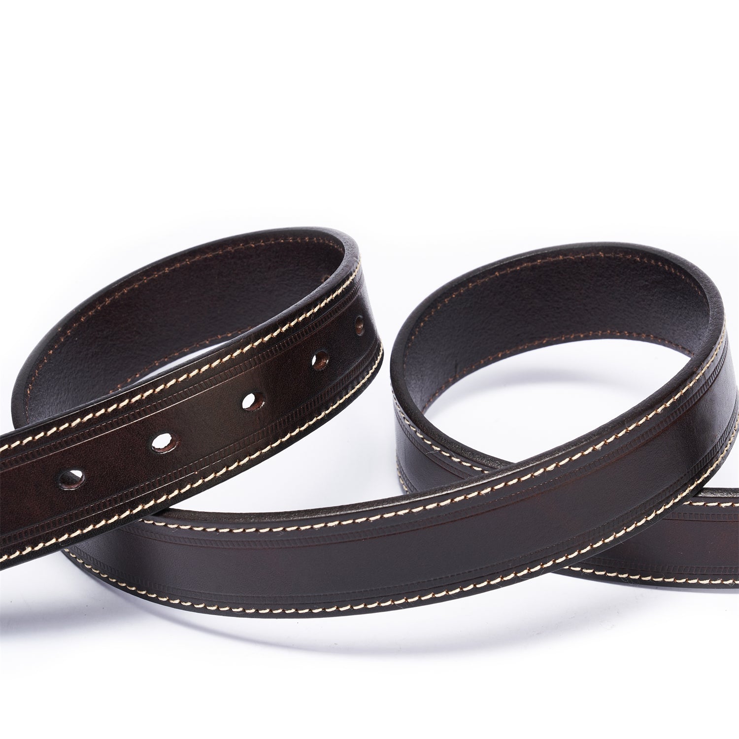 BELTLEY Unisex Espresso Leather Belt 35MM -Box Frame Bronze Buckle