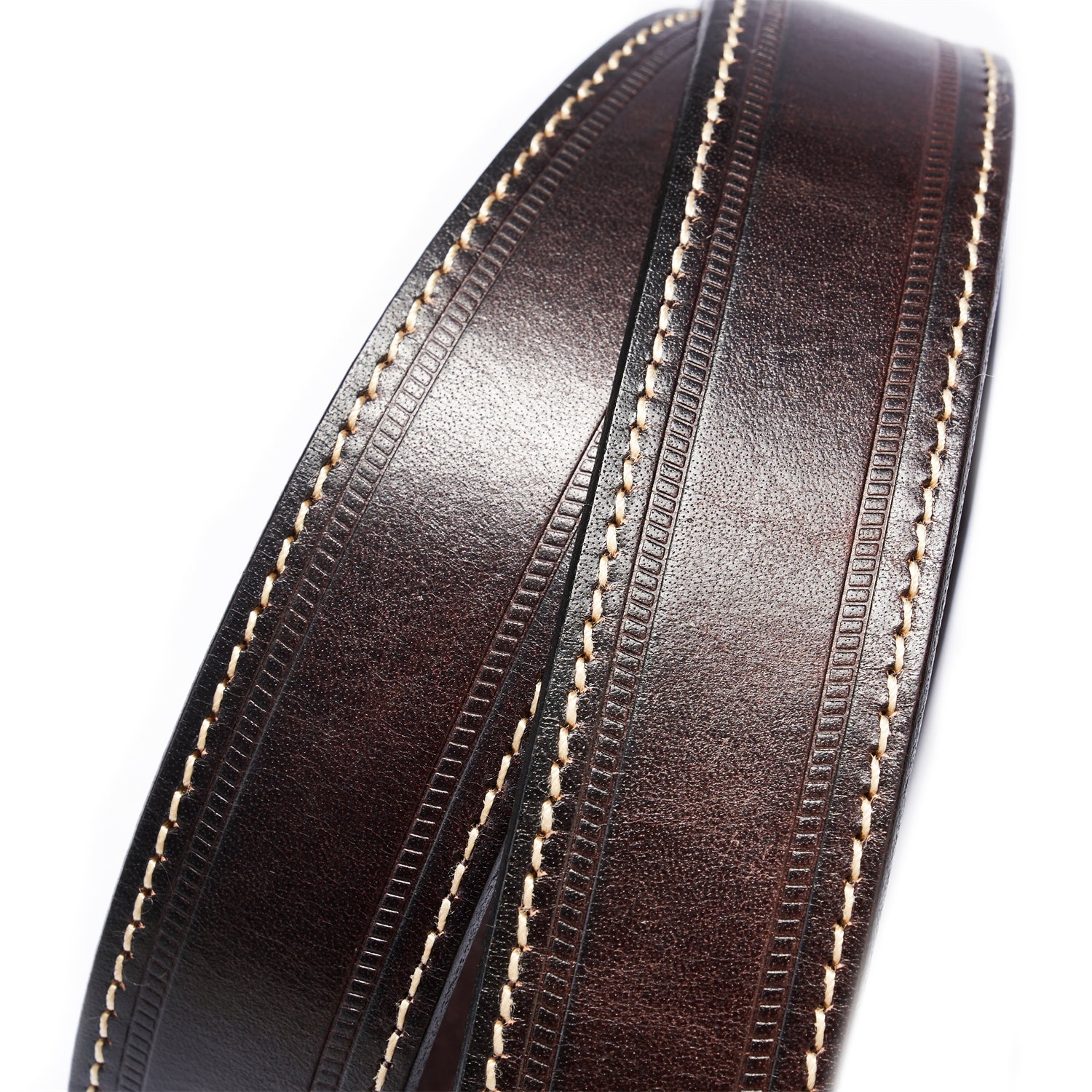 BELTLEY Unisex Espresso Leather Belt 35MM -Box Frame Bronze Buckle