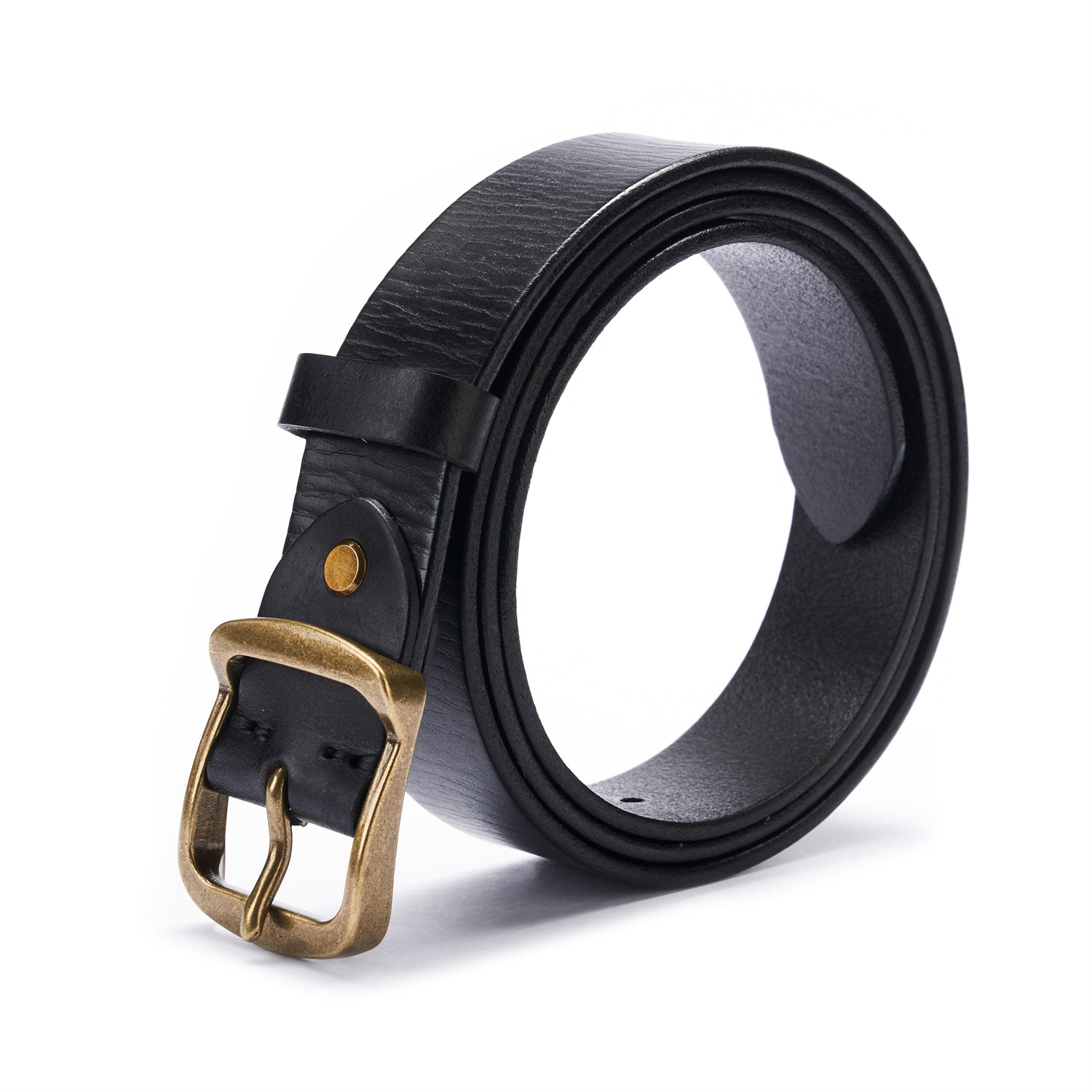 Unisex Full Grain Leather Belt - Classic Black 1.25 Inches