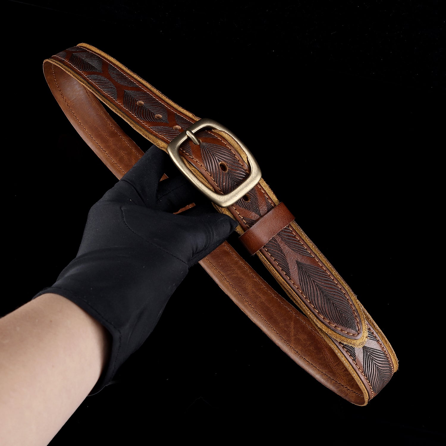 BELTLEY 1.38" Wide Vintage Casual Jeans Belt with Antique Brass Buckle (Brown & Black)