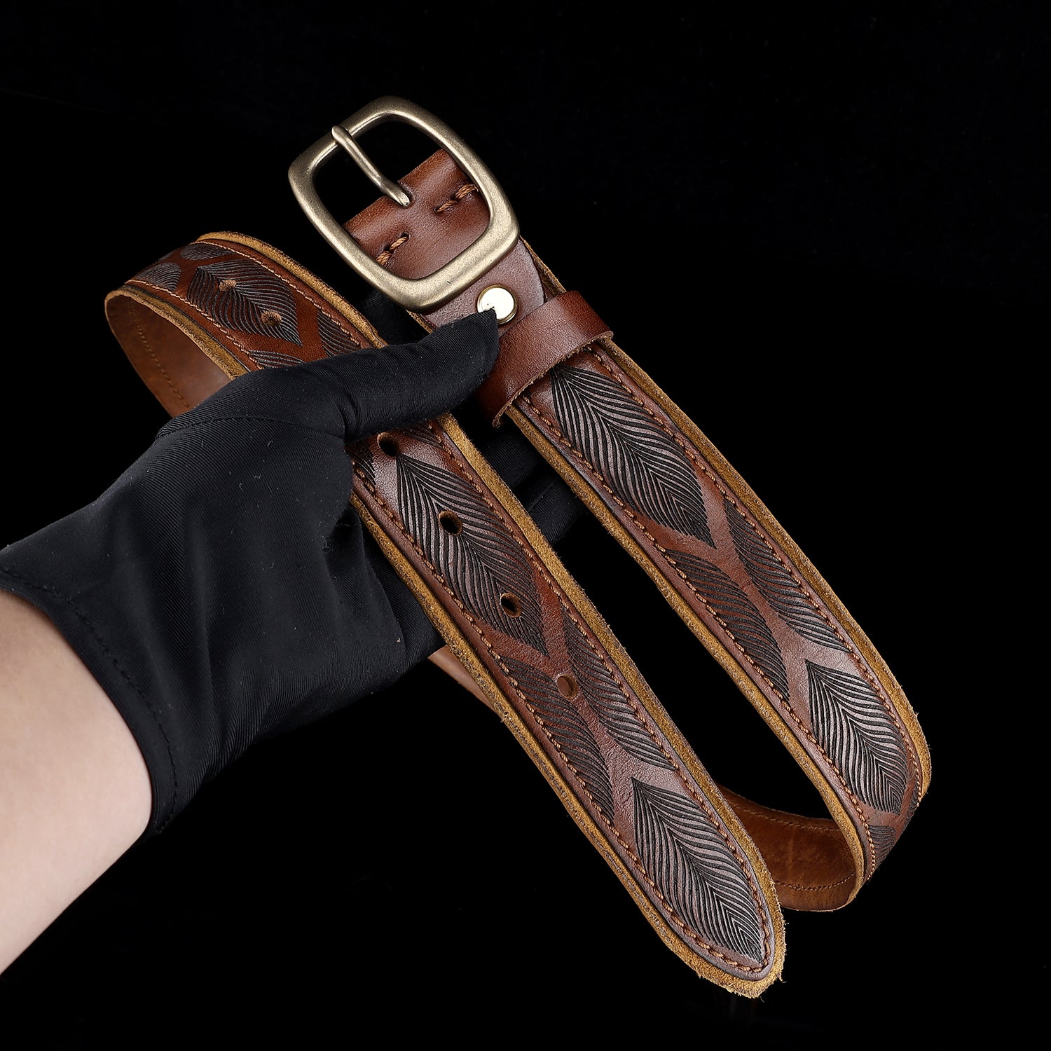 BELTLEY 1.38" Wide Vintage Casual Jeans Belt with Antique Brass Buckle (Brown & Black)