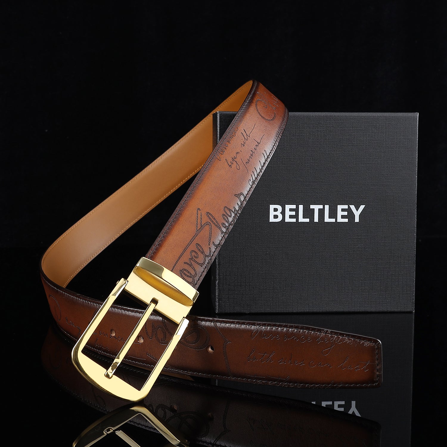 Vinatage Brown Hand-Rubbed Patina Leather Belt By BELTLEY