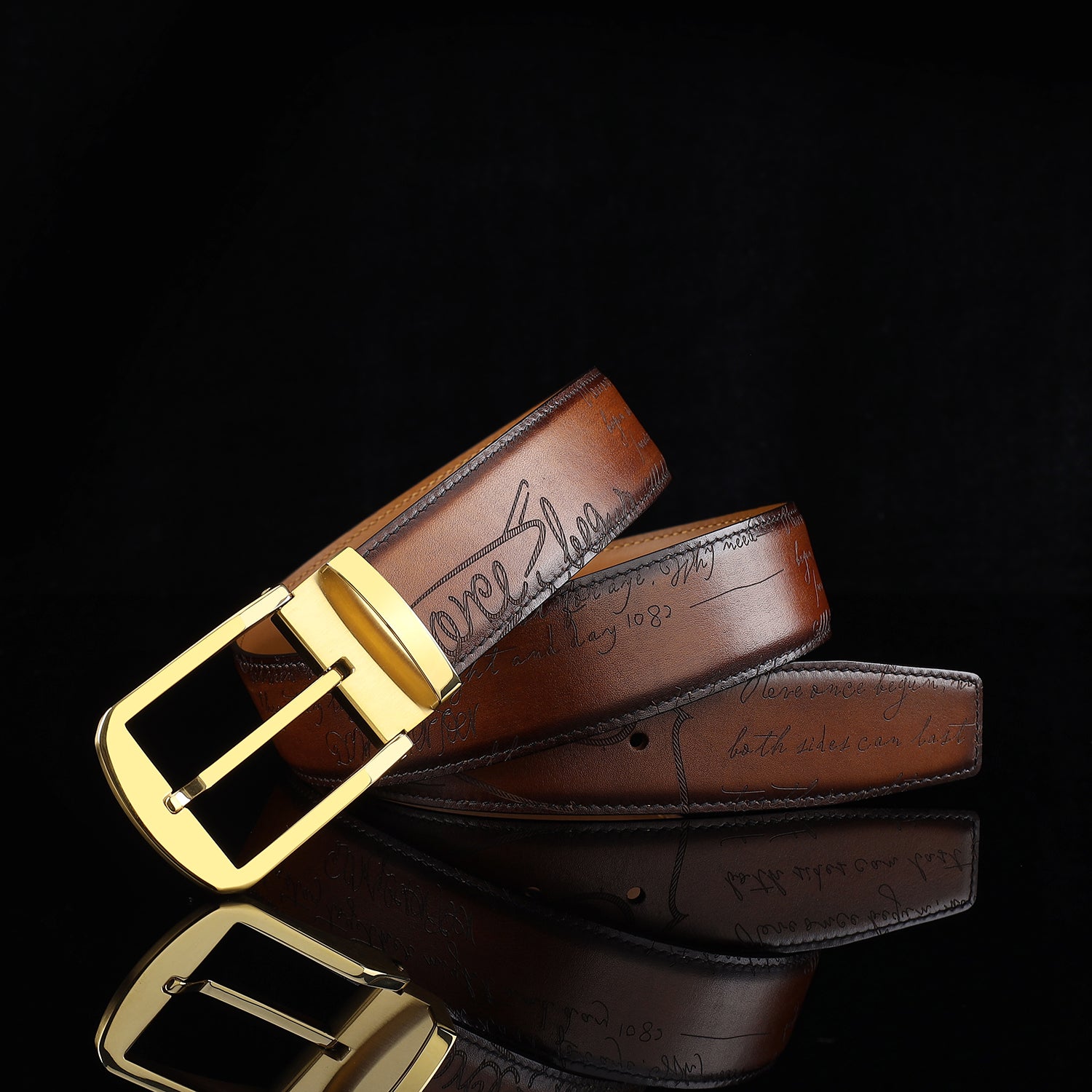 Vinatage Brown Hand-Rubbed Patina Leather Belt By BELTLEY