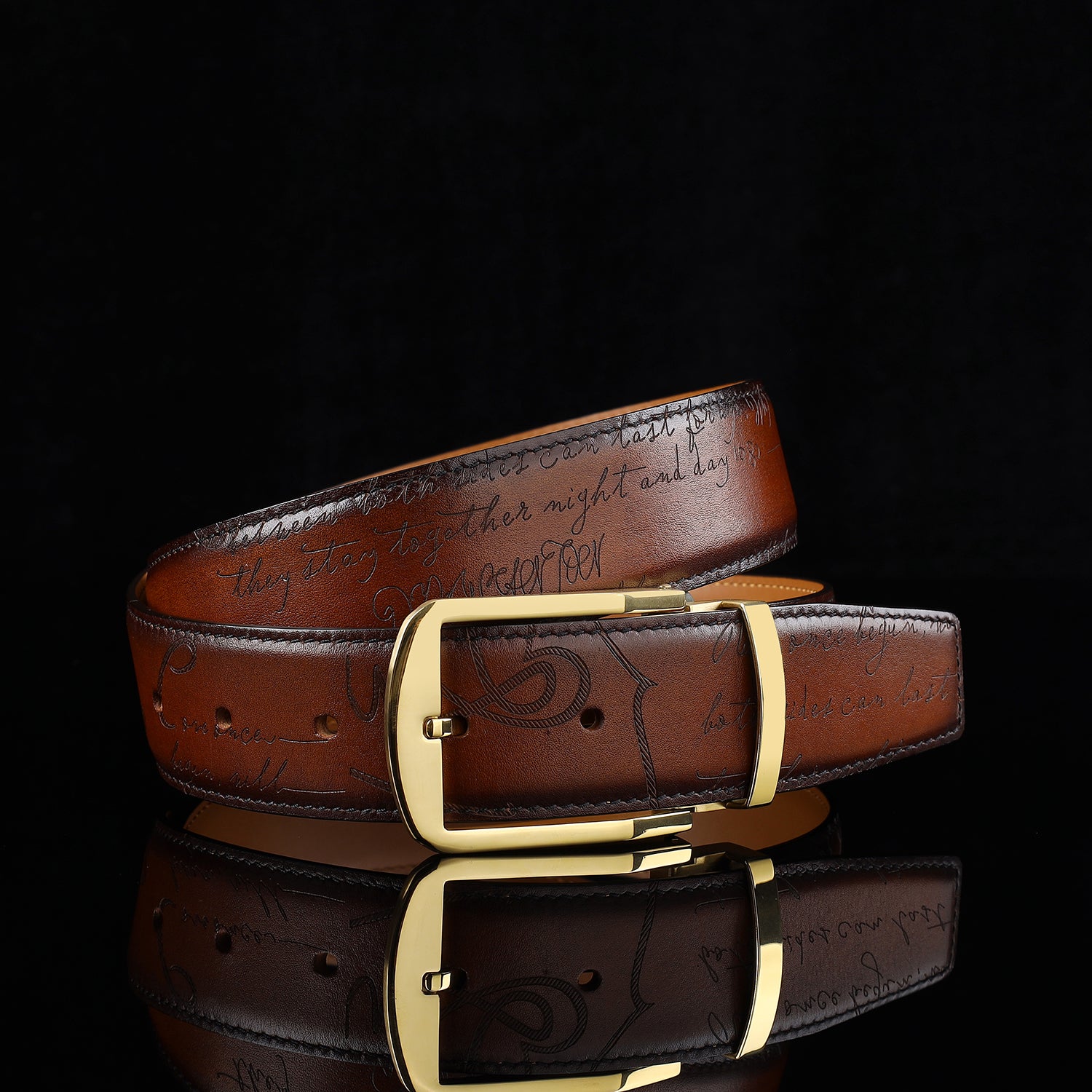 Vinatage Brown Hand-Rubbed Patina Leather Belt By BELTLEY