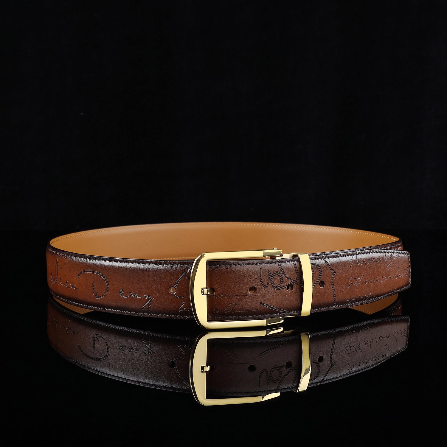 Vinatage Brown Hand-Rubbed Patina Leather Belt By BELTLEY