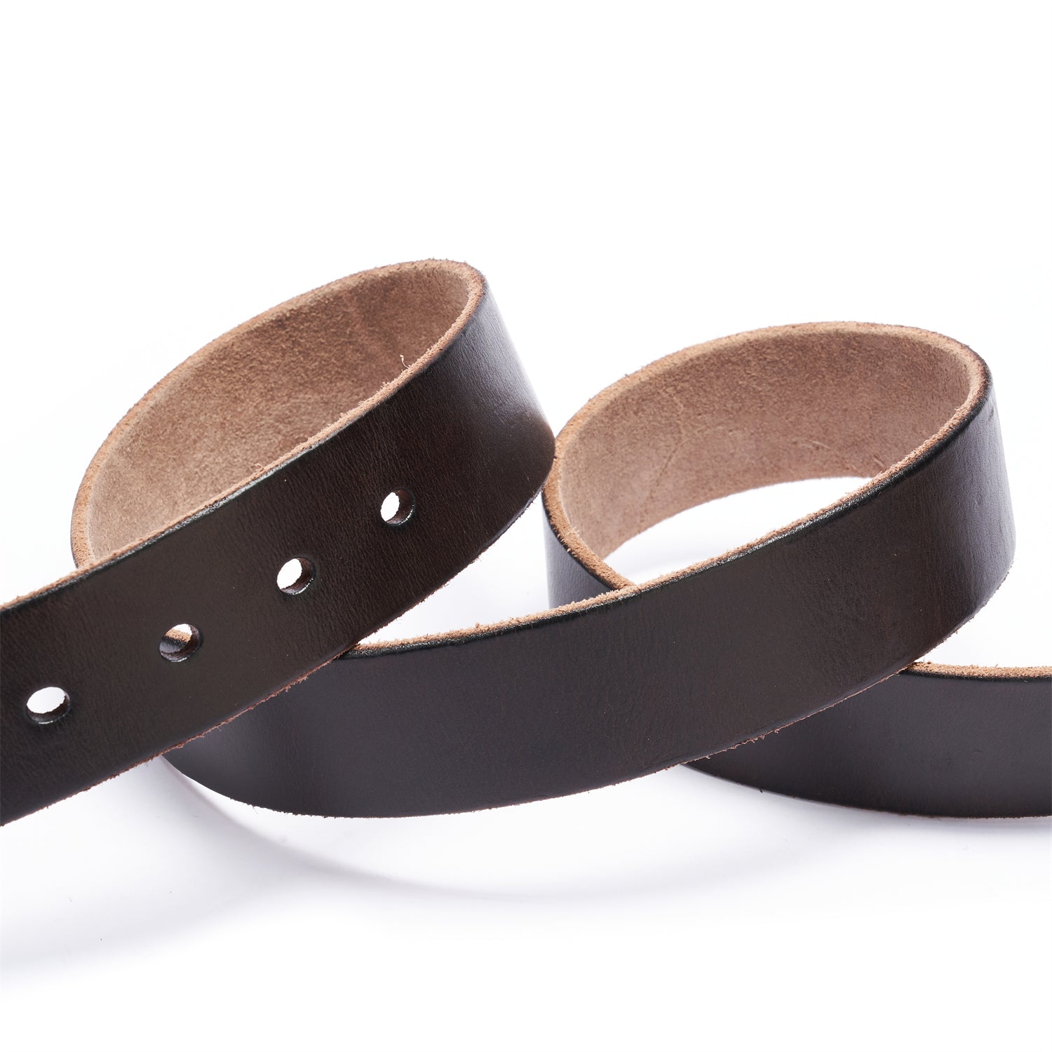 BELTLEY Vintage Dark Brown Leather Belt - Distressed, Raw Edge & Suede Backing