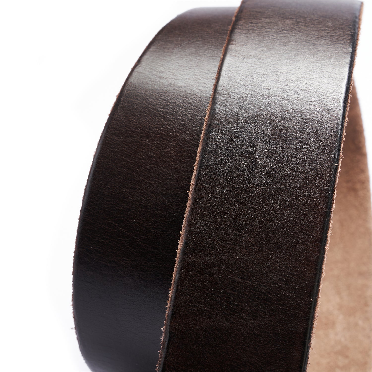 BELTLEY Vintage Dark Brown Leather Belt - Distressed, Raw Edge & Suede Backing