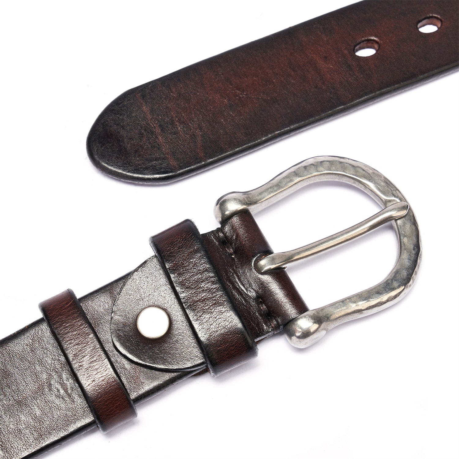 Vintage Espresso Full-Grain Leather Strap&Antiqued Steel Buckle - 38mm