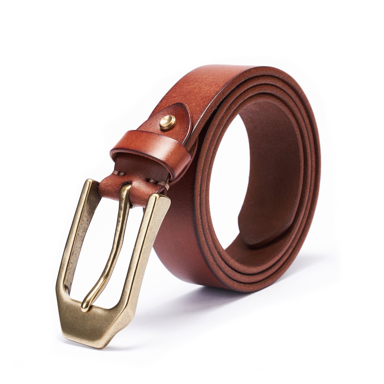 Vintage Saddle Brown Belt-1.5" Full Grain • Burnished Bronze