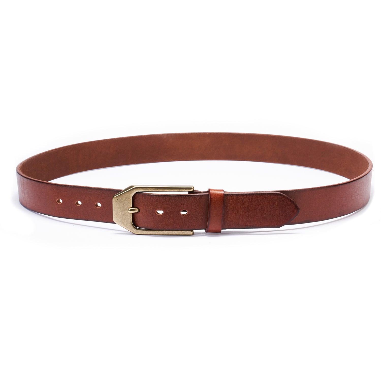 Vintage Saddle Brown Belt-1.5" Full Grain • Burnished Bronze