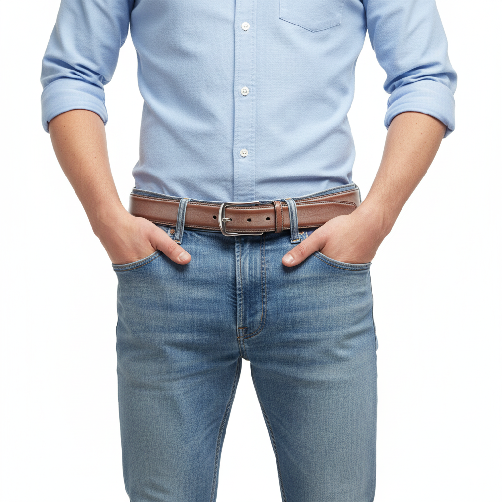 BELTLEY 1.38" Waxed Brown Bridle Leather Belt - Timeless Design