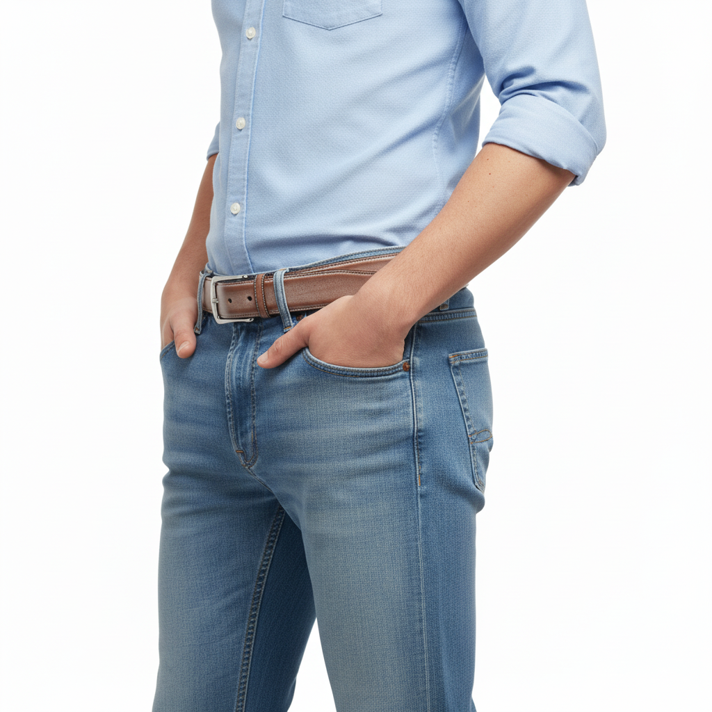 BELTLEY 1.38" Waxed Brown Bridle Leather Belt - Timeless Design