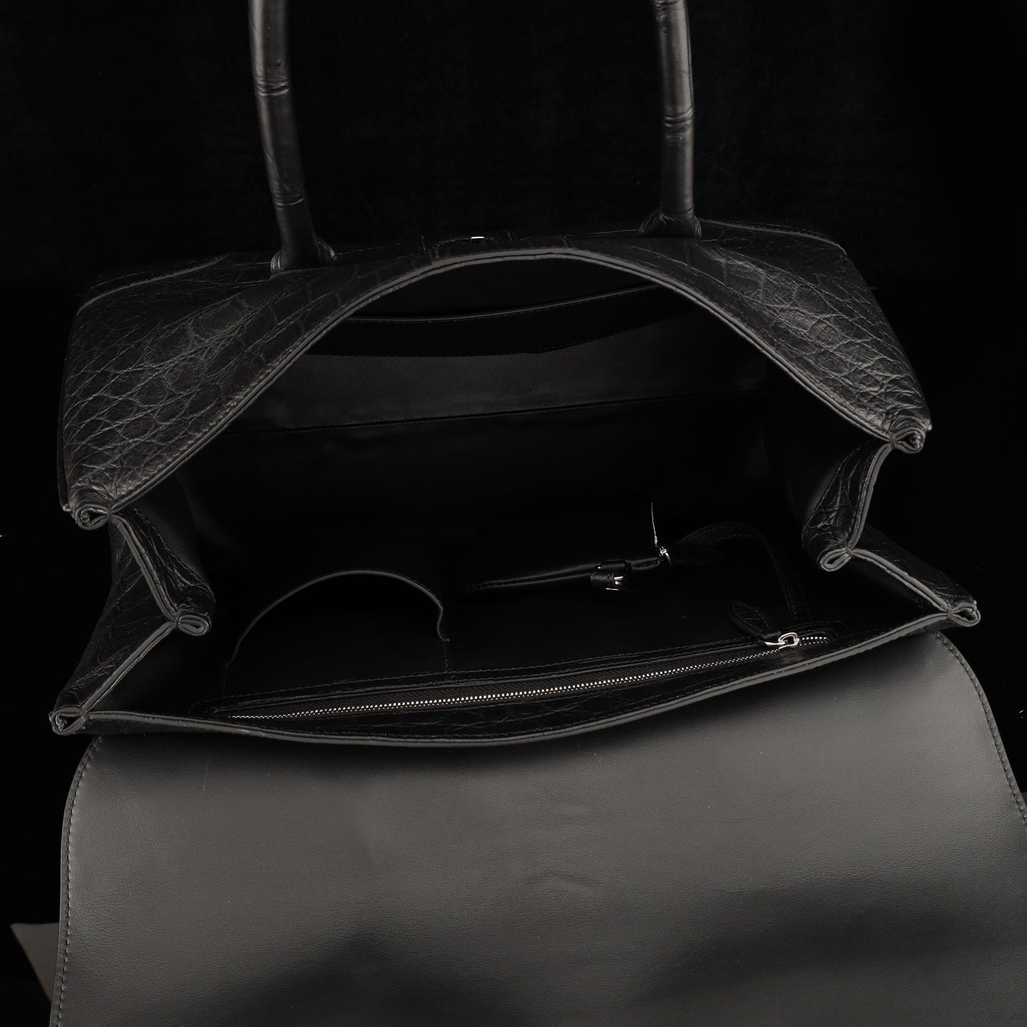 Women's Black Matte Nile Crocodile Business Satchel