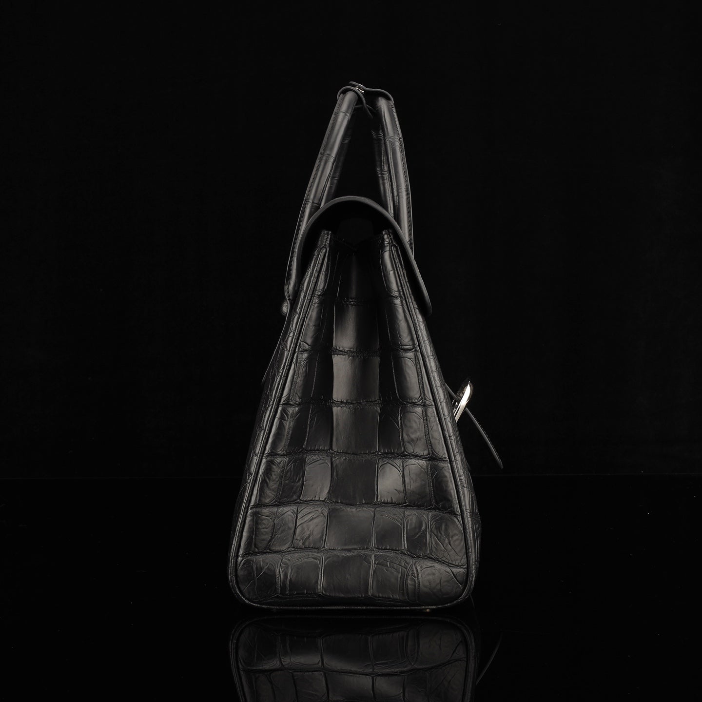 Women's Black Matte Nile Crocodile Business Satchel