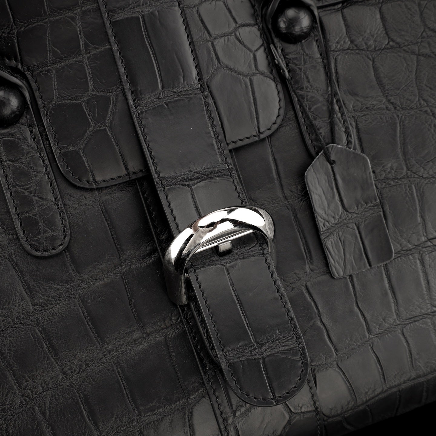 Women's Black Matte Nile Crocodile Business Satchel