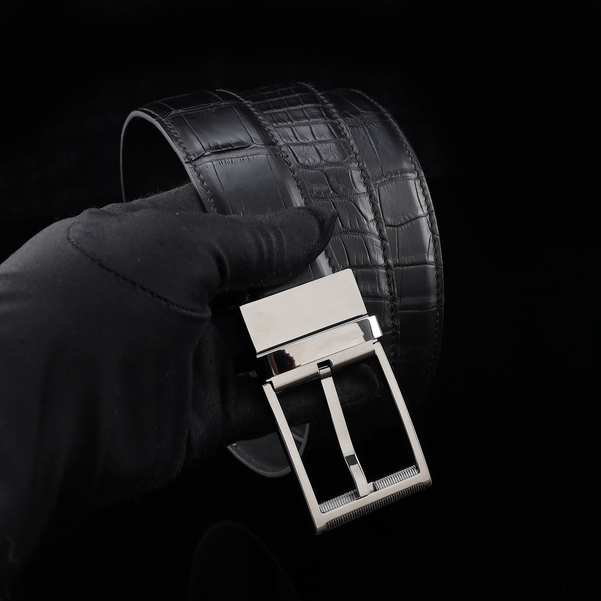 BELTLEY Black Real Alligator Leather Belt – 1.38" | Unisex