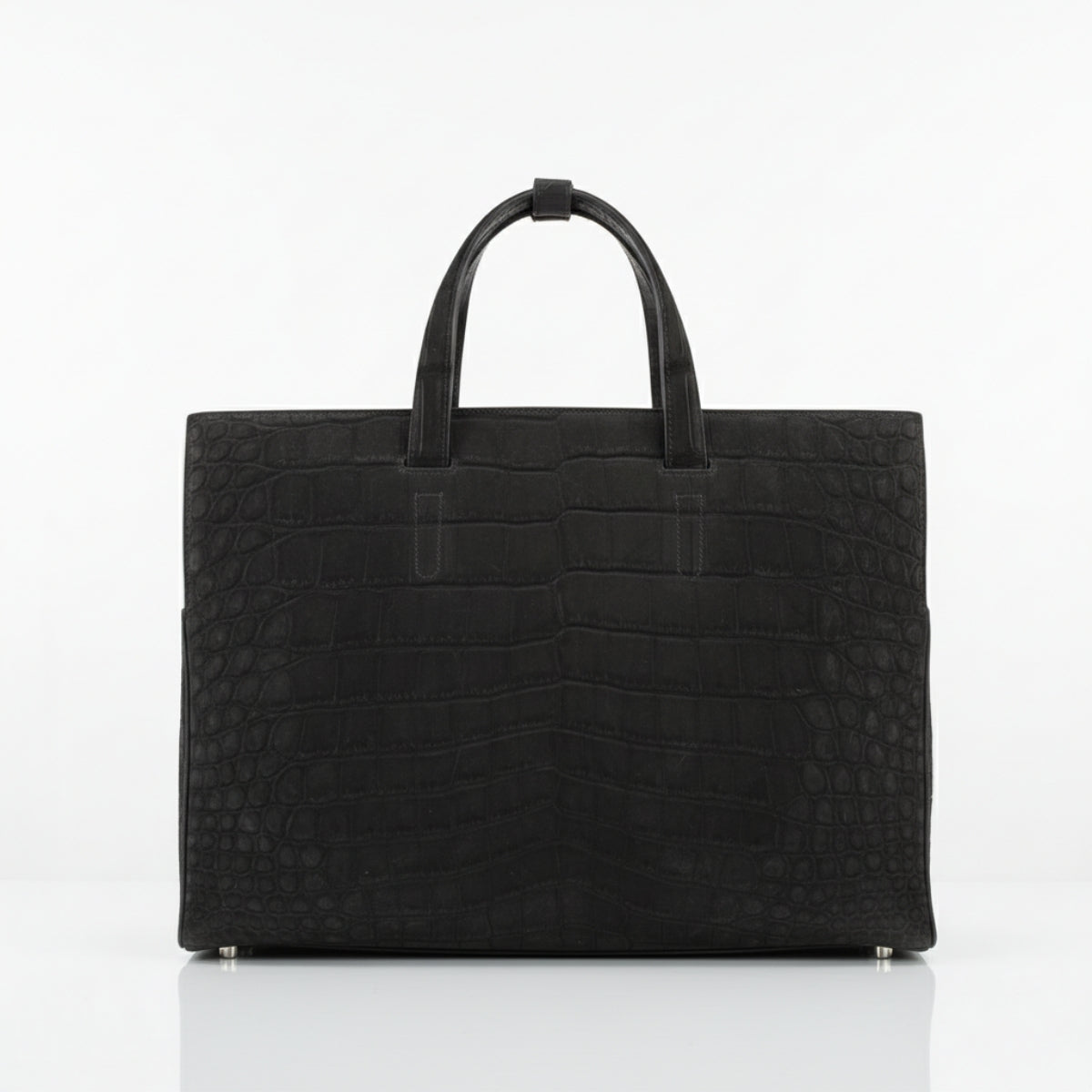 BELTLEY Sueded Nile Crocodile Leather Briefcase – Black Crocodile Bag